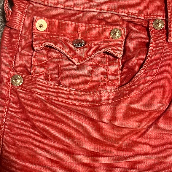 VINTAGE MEN’S TRUE RELIGION RICKY CUT-OFF CORDUROY RED SHORTS SIZE:38 - Picture 7 of 9
